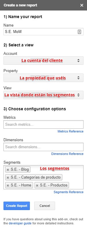 report configuration analytics