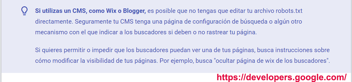 si utilizas wix o blogger no usas robots txt