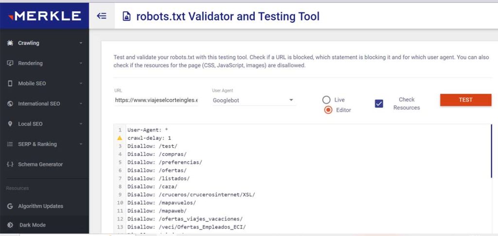 validador de robots txt